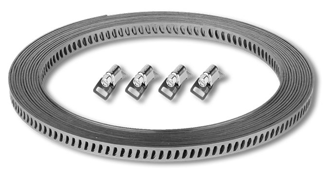 Крепежный ленточный хомут с зажимами